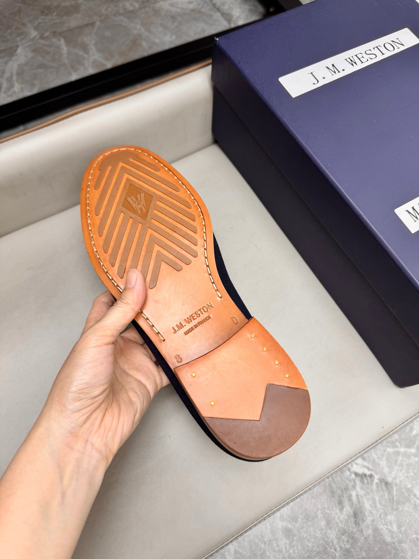 Mocassin 180 en daim bleu nuit