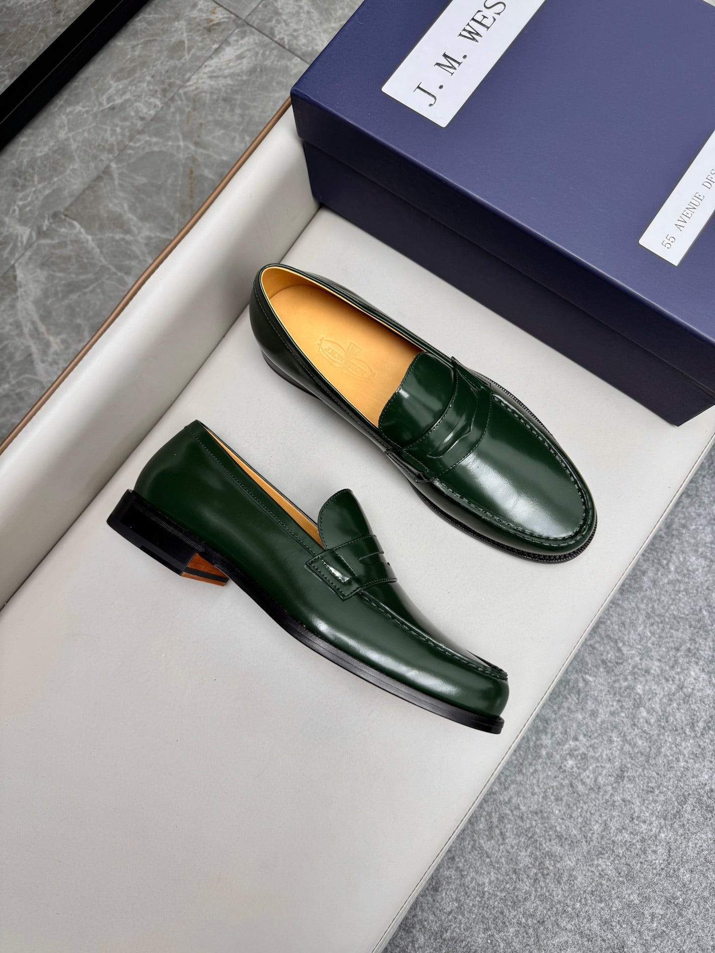 Mocassin 180 en cuir vert foncé