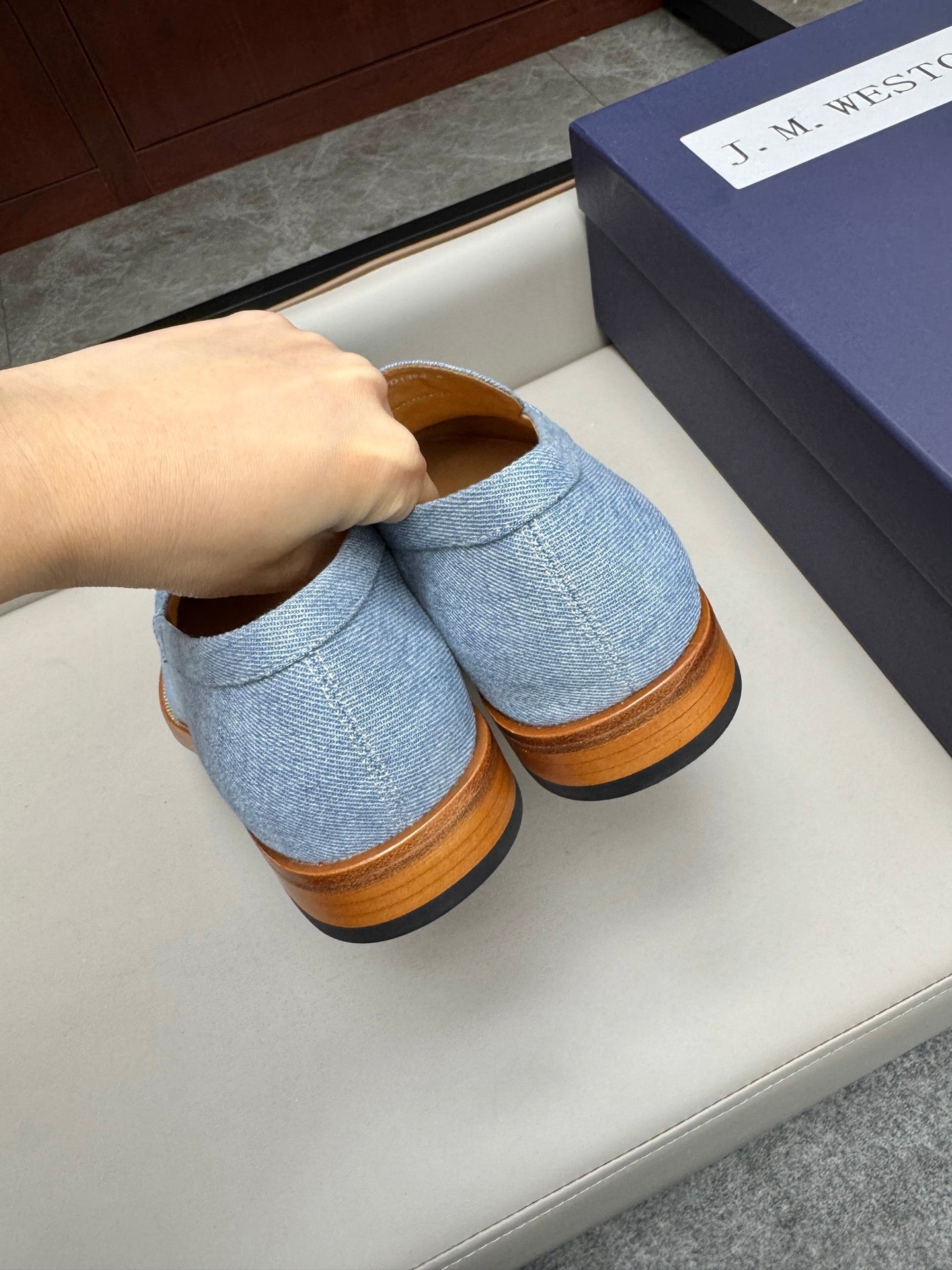 Mocassin 180 en tissu denim bleu