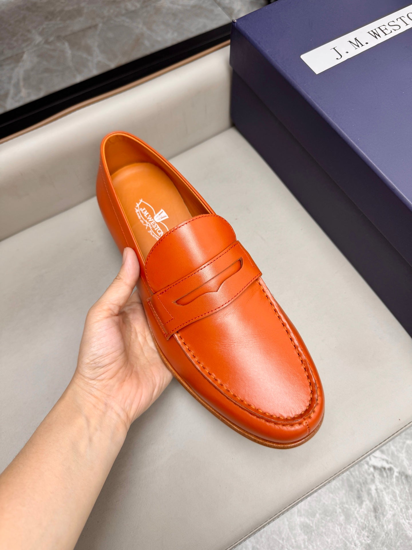 Mocassin 180 en cuir orange