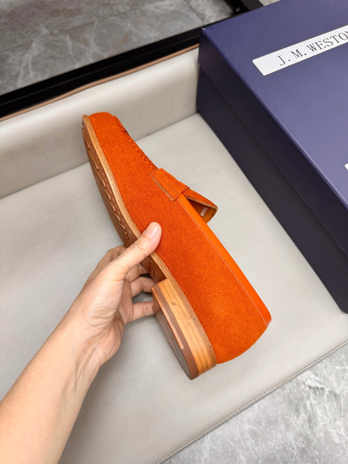 Mocassin 180 en daim orange vif