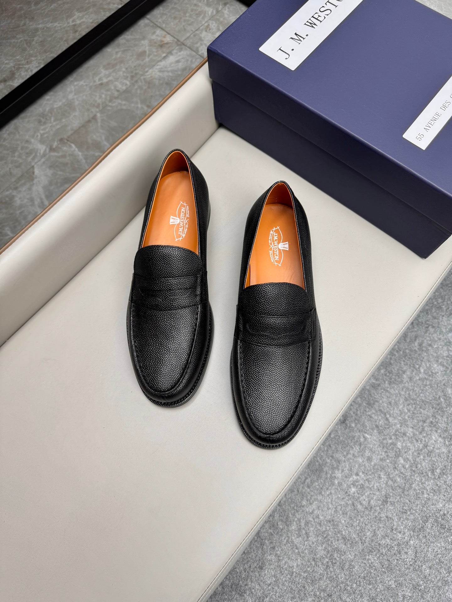 Mocassin 180 en cuir grainé noir