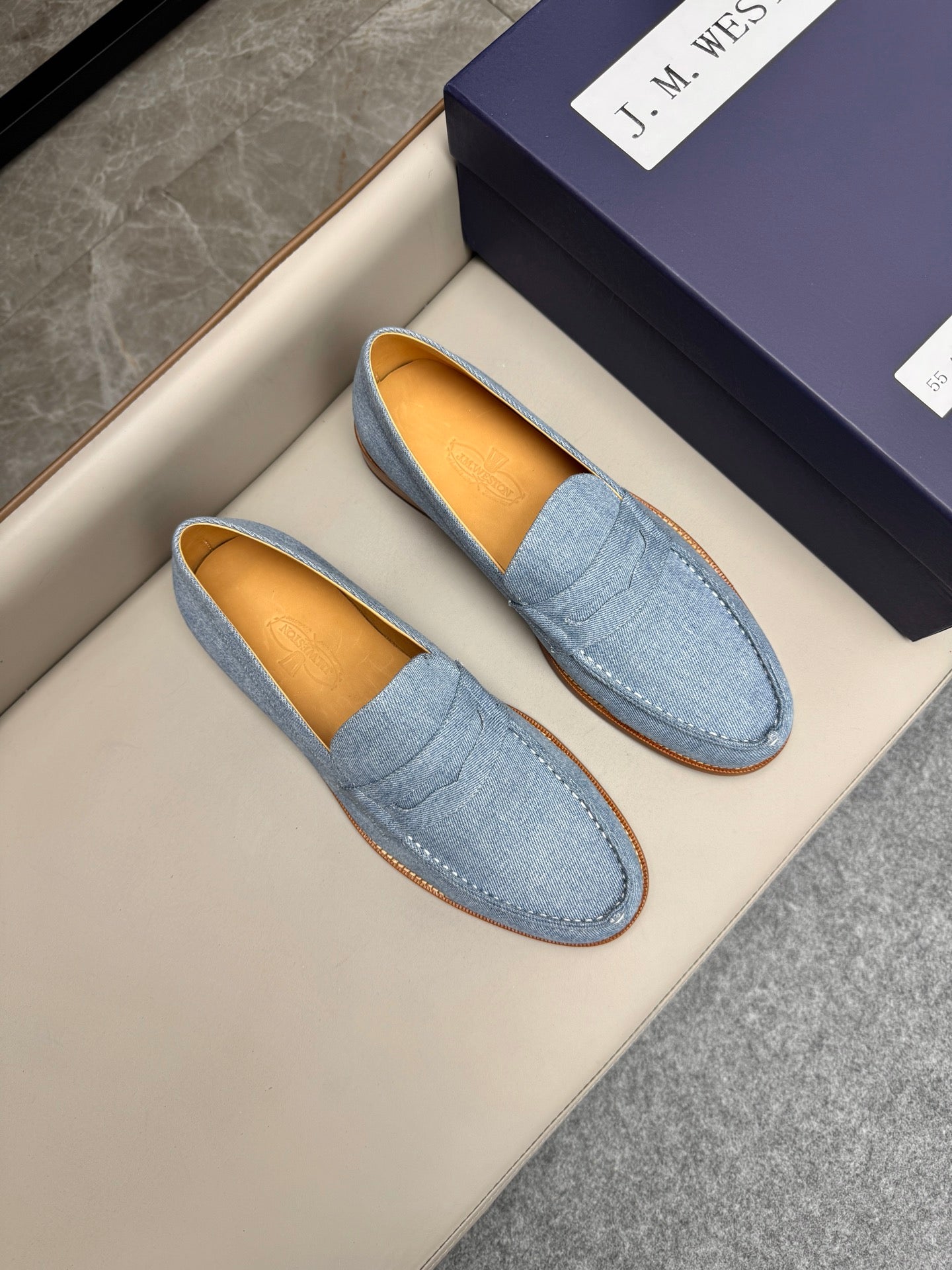 Mocassin 180 en tissu denim bleu