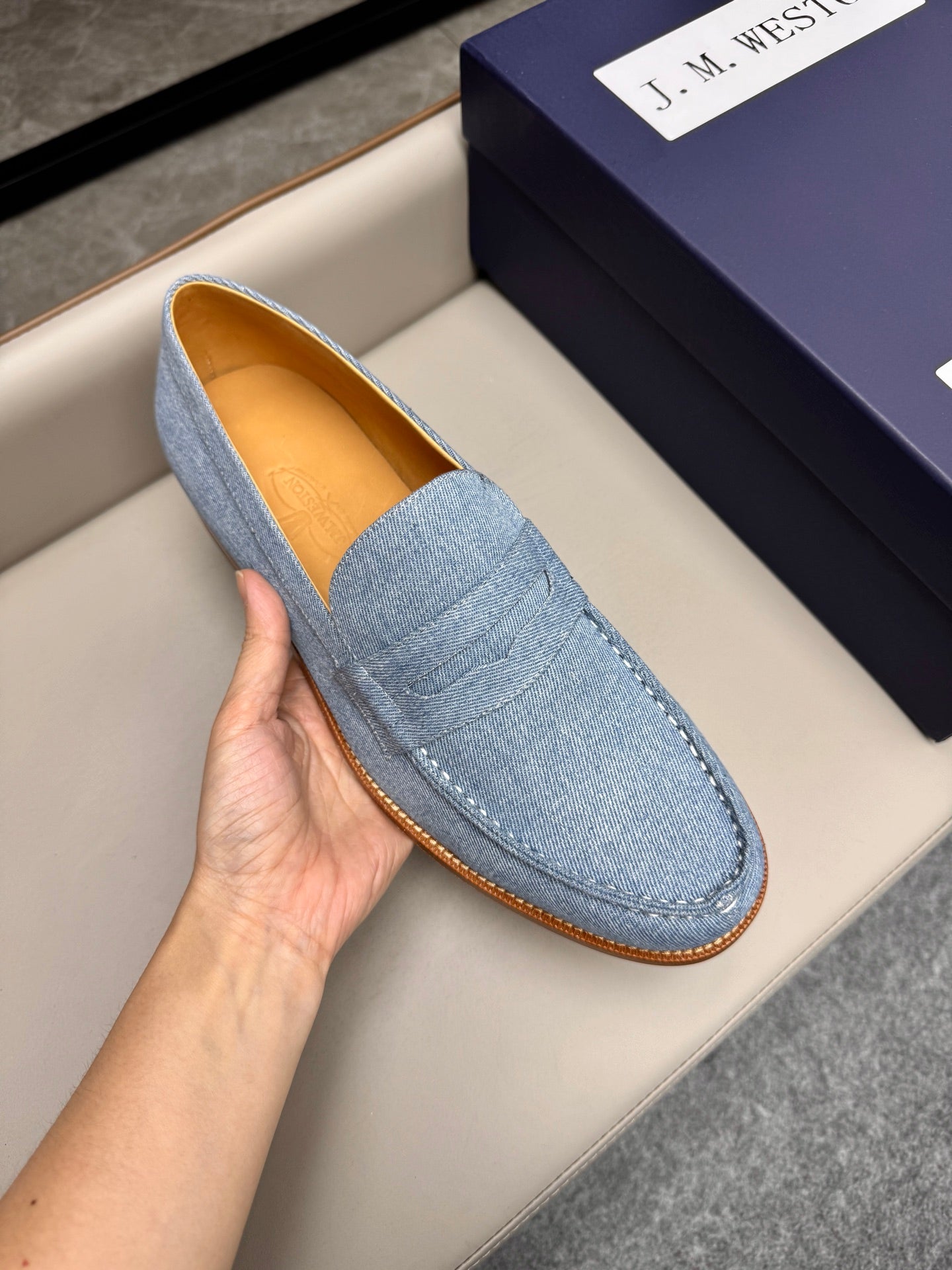 Mocassin 180 en tissu denim bleu