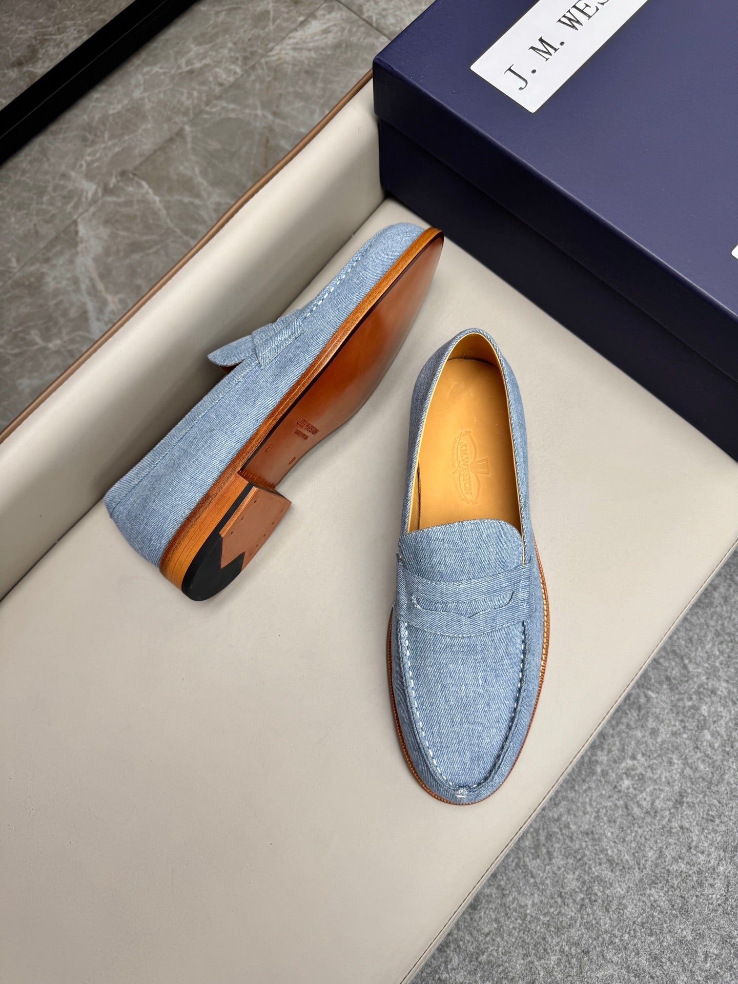 Mocassin 180 en tissu denim bleu