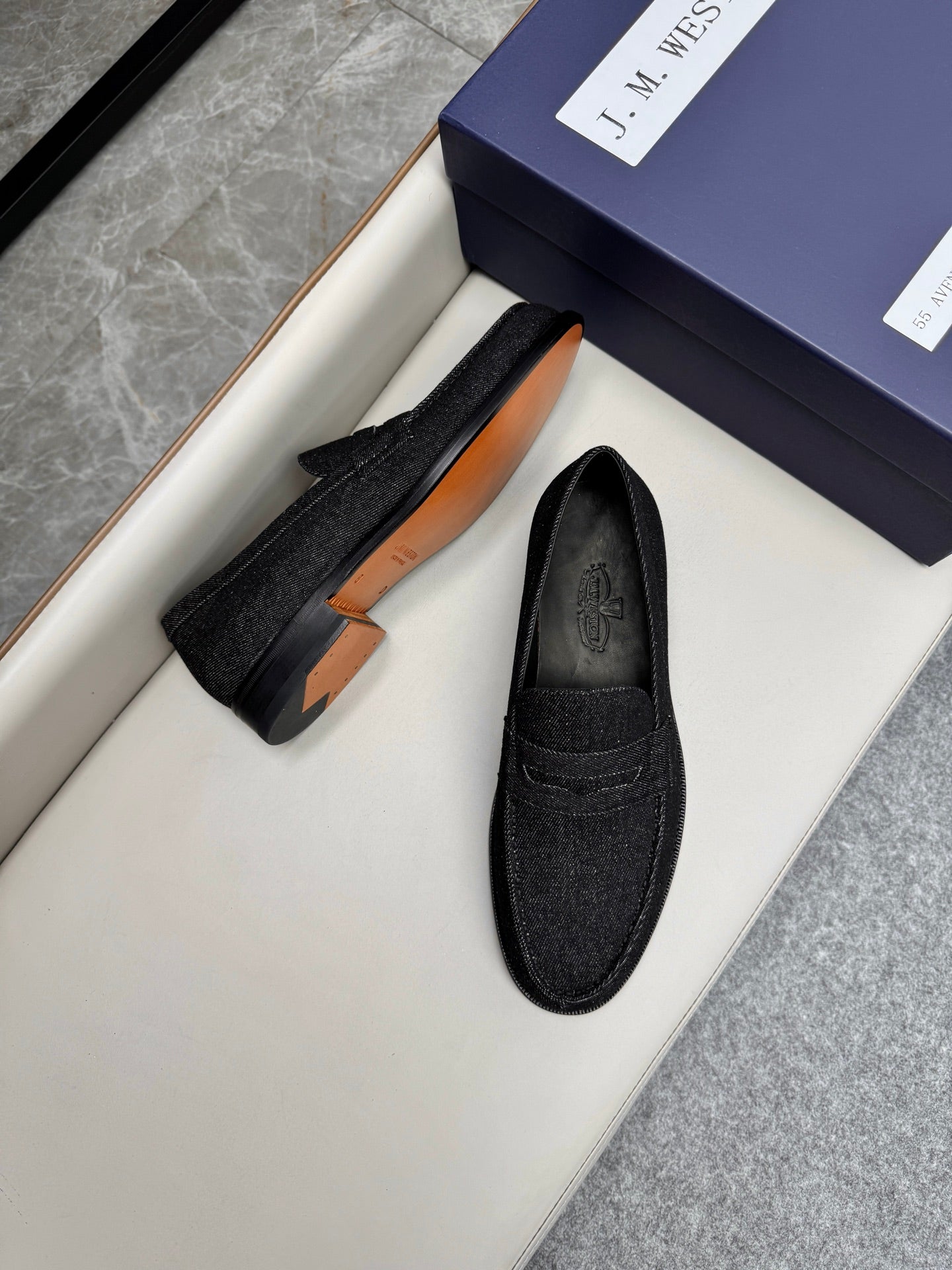 Mocassin 180 en denim noir