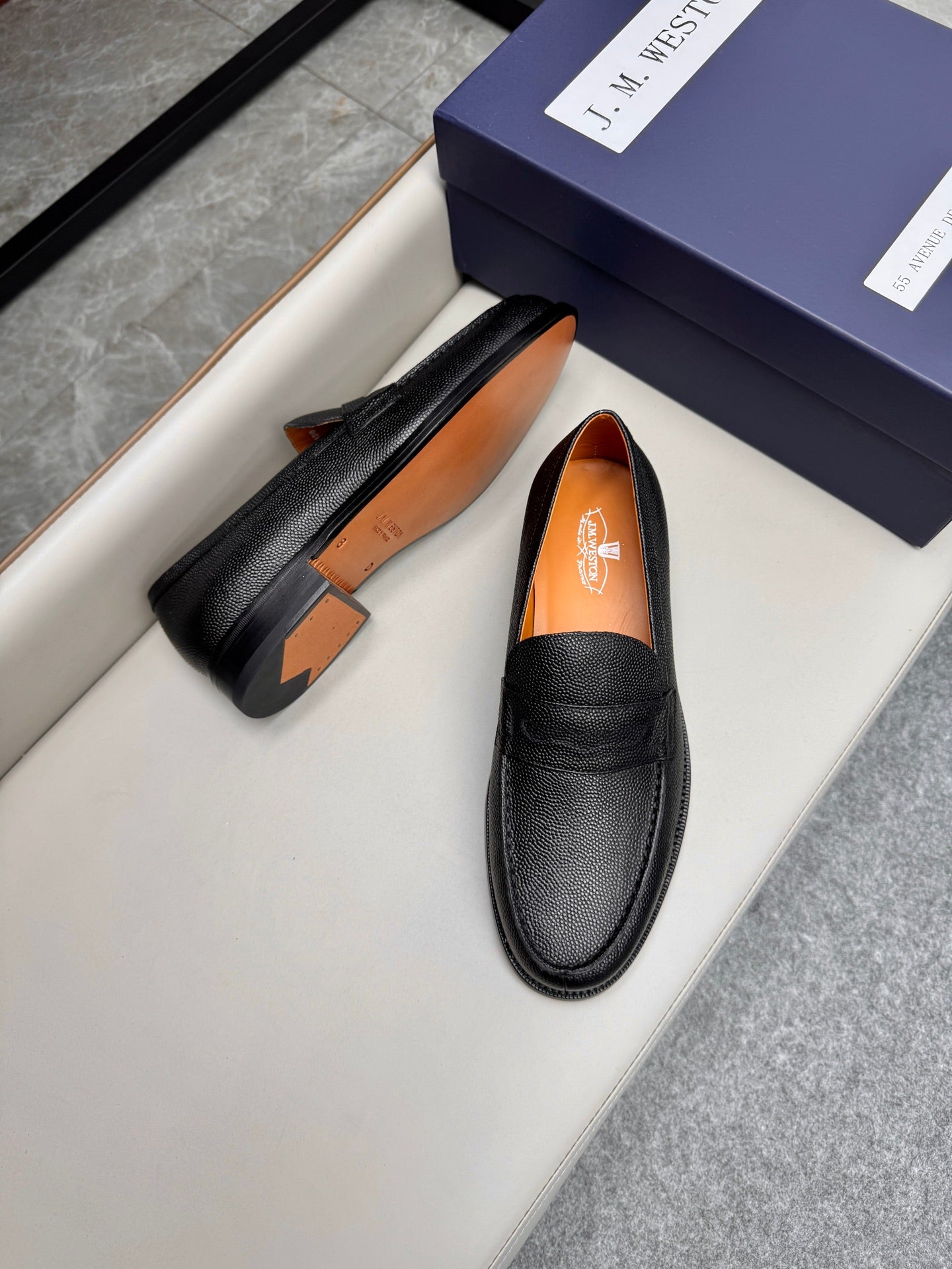 Mocassin 180 en cuir grainé noir
