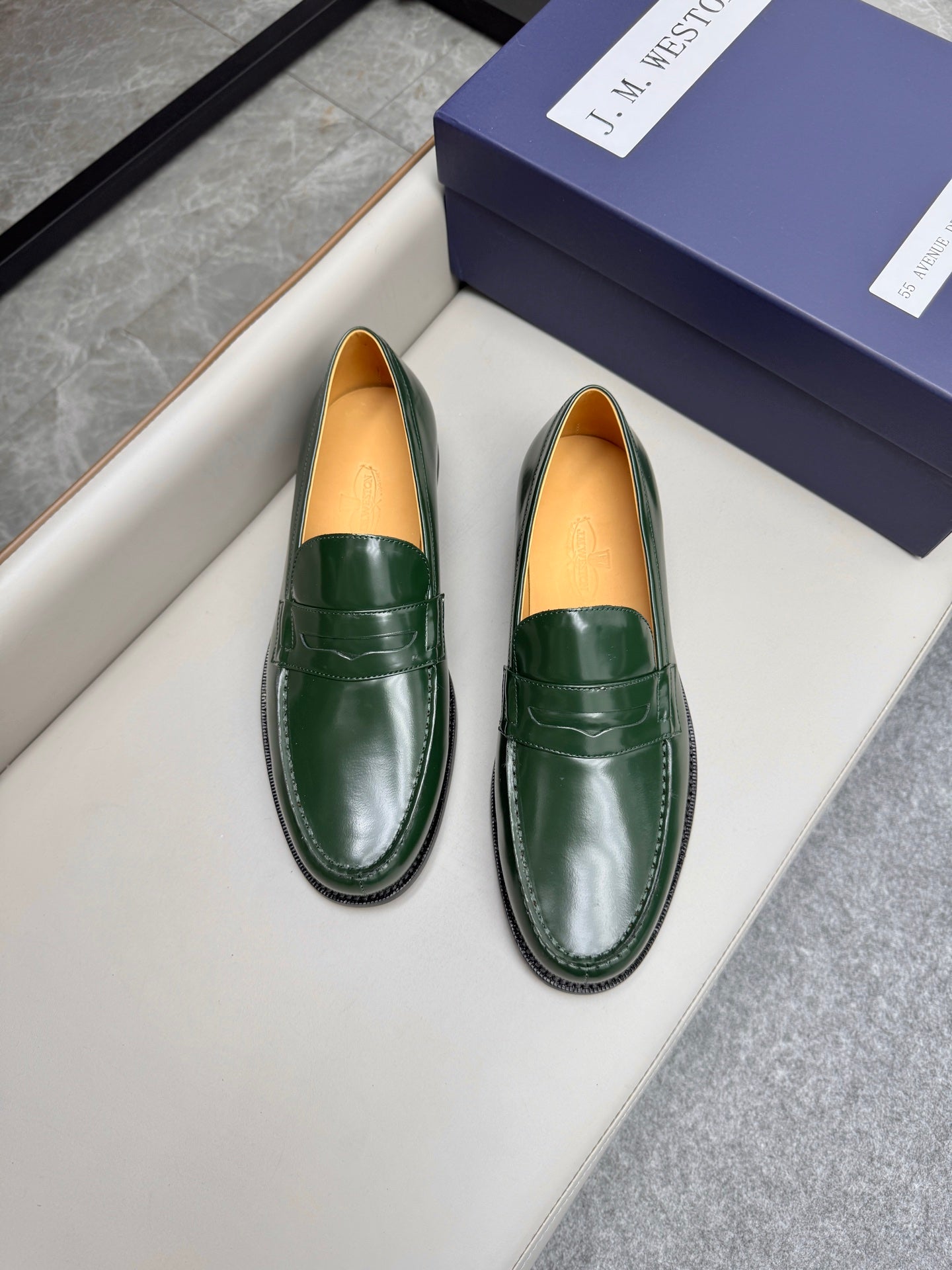 Mocassin 180 en cuir vert foncé