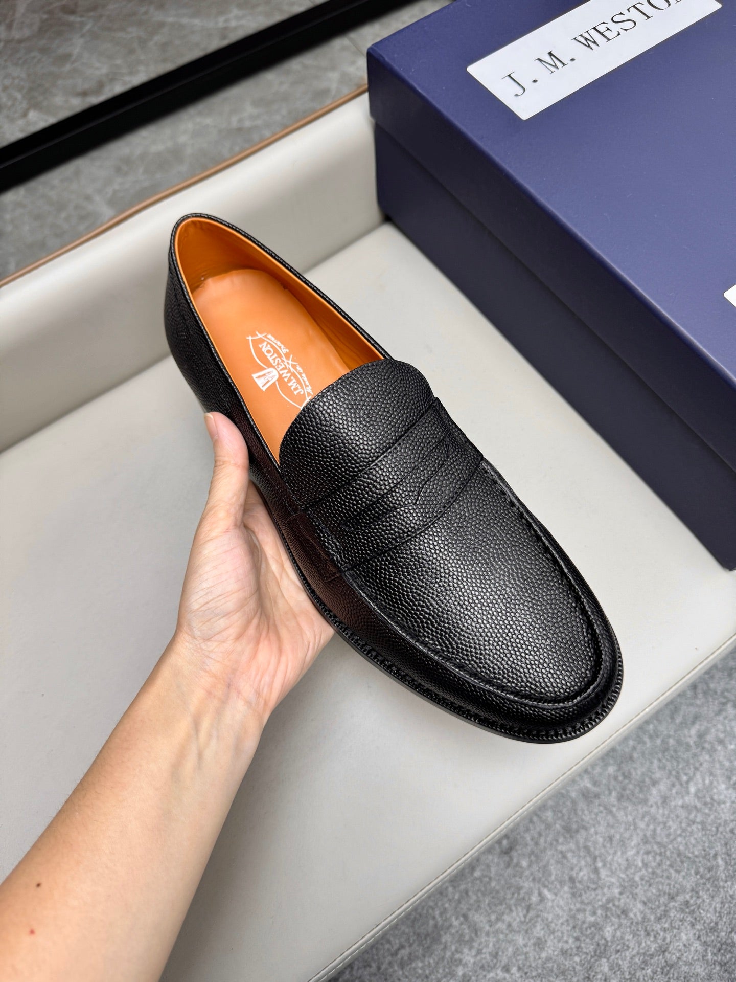 Mocassin 180 en cuir grainé noir