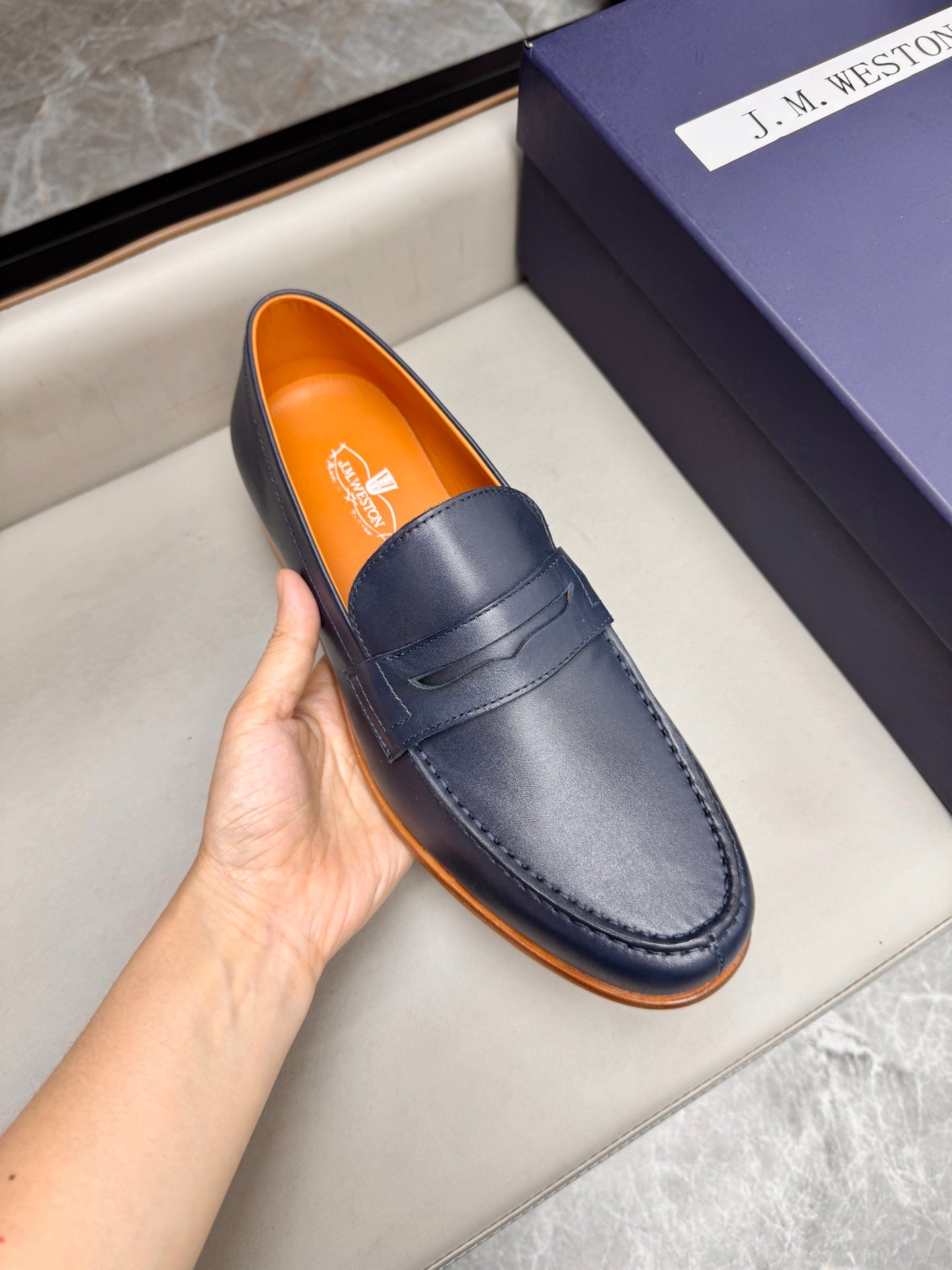 Mocassin 180 en cuir bleu marine