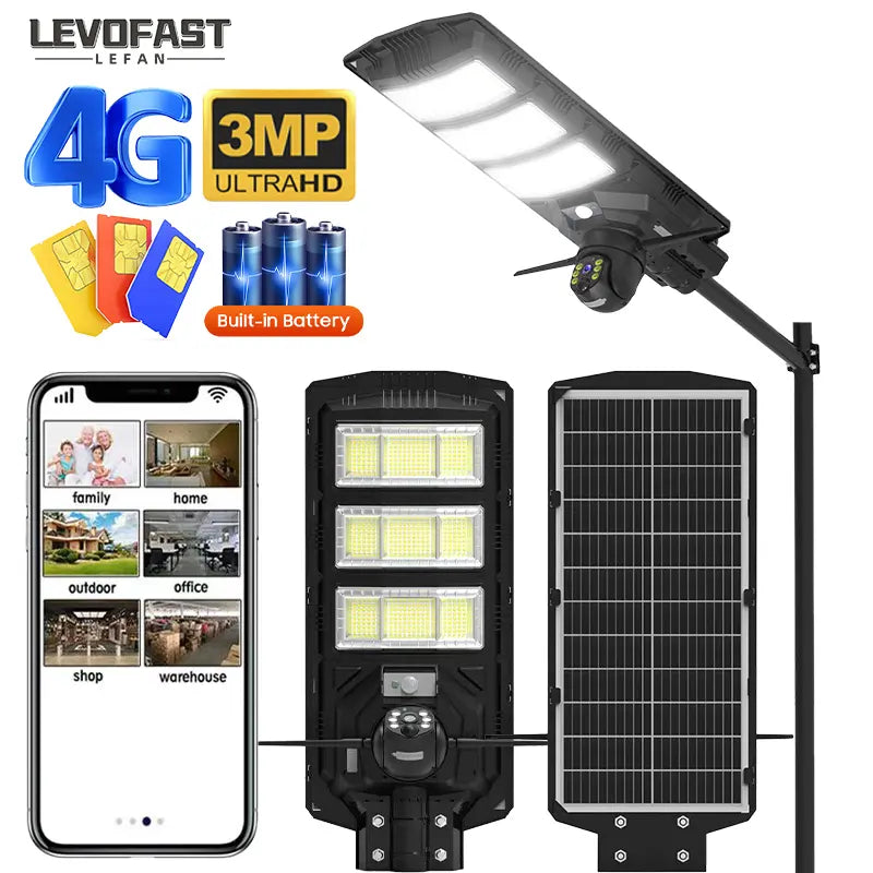 Caméra d'éclairage public solaire haute puissance et haute luminosité à faible consommation avec panneau solaire 24 W