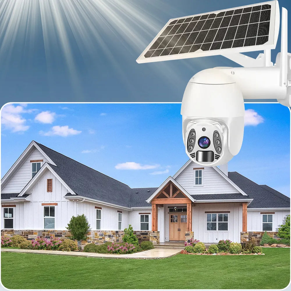 Caméra solaire HD PTZ extérieure Tuya 4G Wifi Sécurité à domicile Vision nocturne