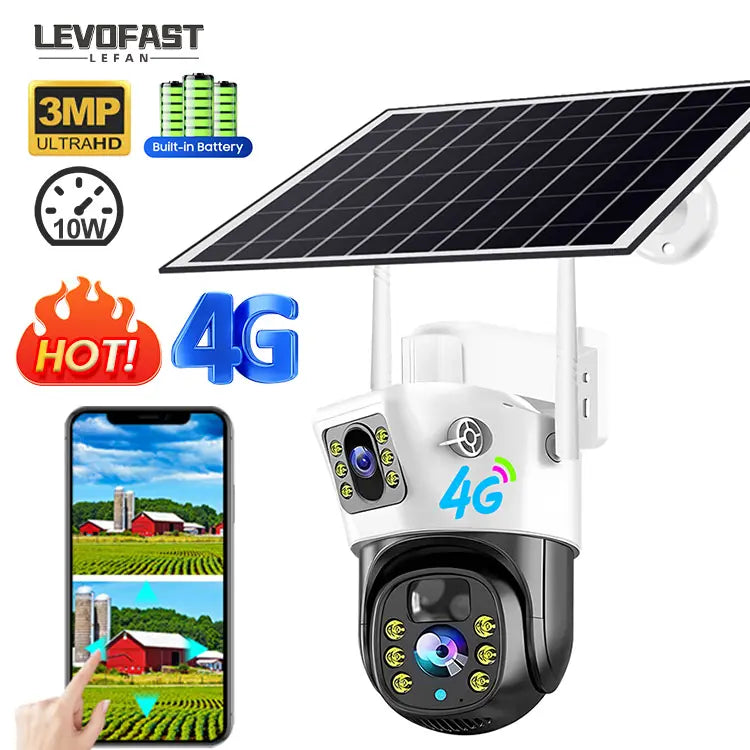 Caméra extérieure PTZ Solaire à double objectif 4G WiFi