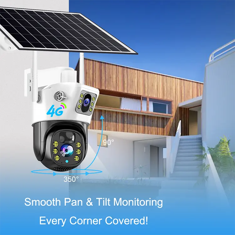 Caméra extérieure PTZ Solaire à double objectif 4G WiFi