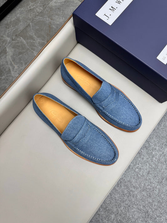 Mocassin 180 en tissu denim bleu