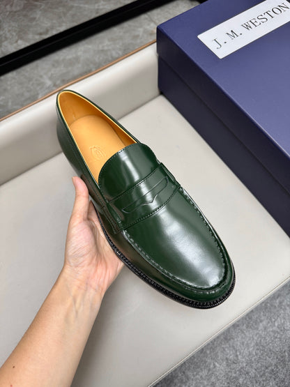 Mocassin 180 en cuir vert foncé