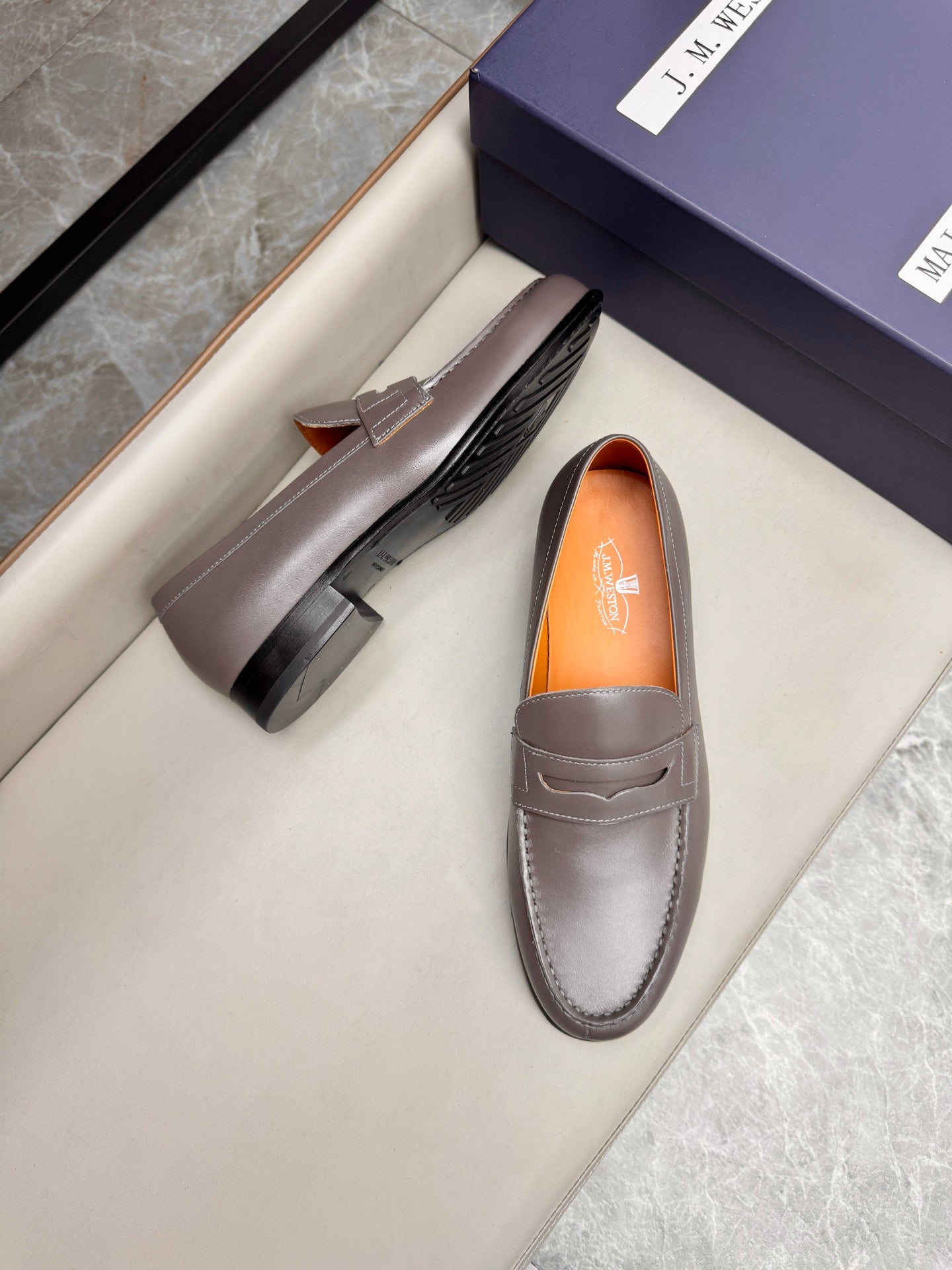 Mocassin 180 en cuir gris anthracite