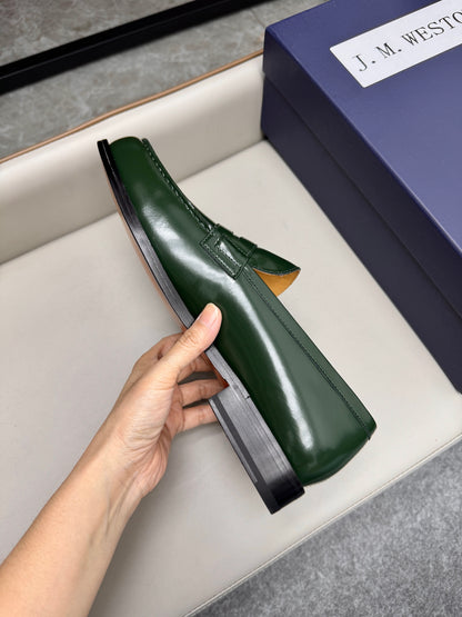 Mocassin 180 en cuir vert foncé