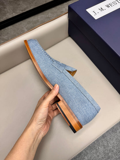 Mocassin 180 en tissu denim bleu