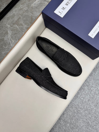 Mocassin 180 en denim noir