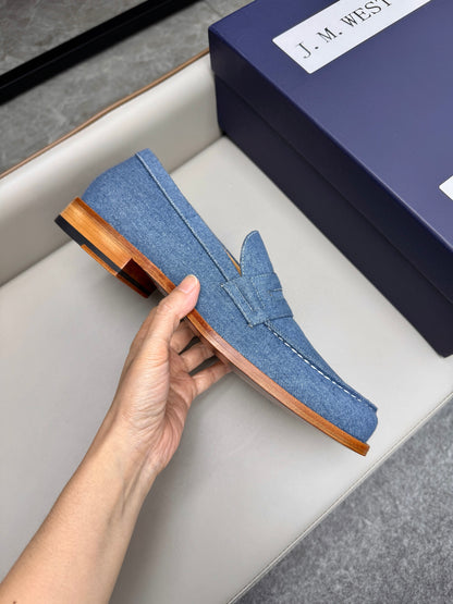 Mocassin 180 en tissu denim bleu