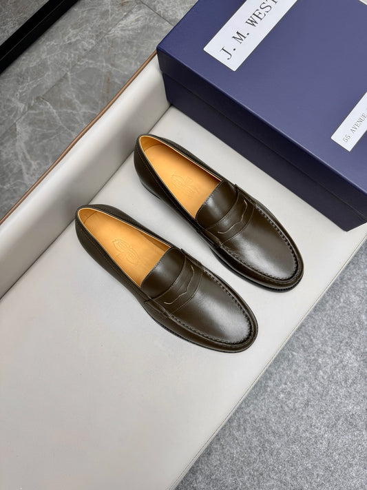 Mocassin 180 en cuir brun militaire