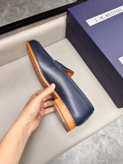 Mocassin 180 en cuir bleu marine