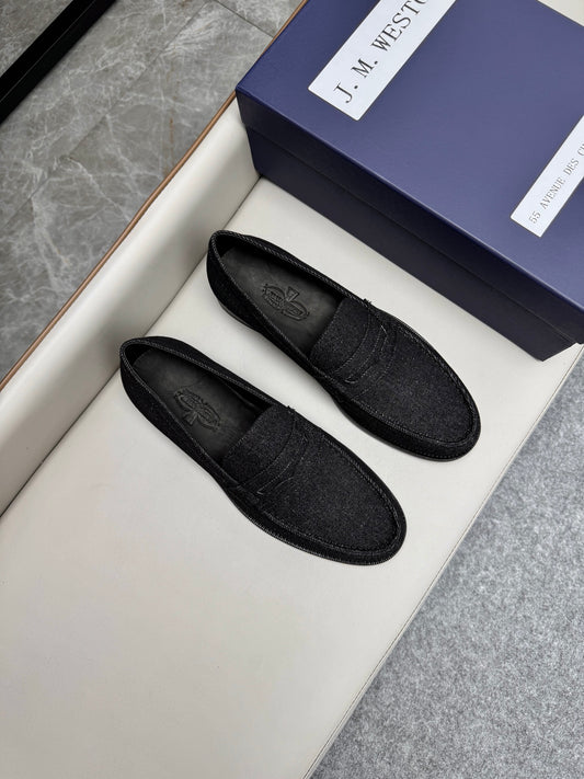Mocassin 180 en denim noir