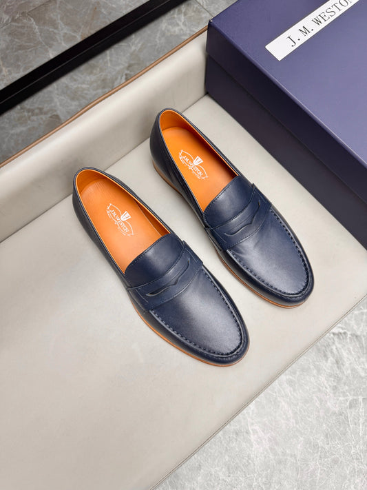 Mocassin 180 en cuir bleu marine