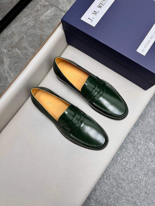 Mocassin 180 en cuir vert foncé