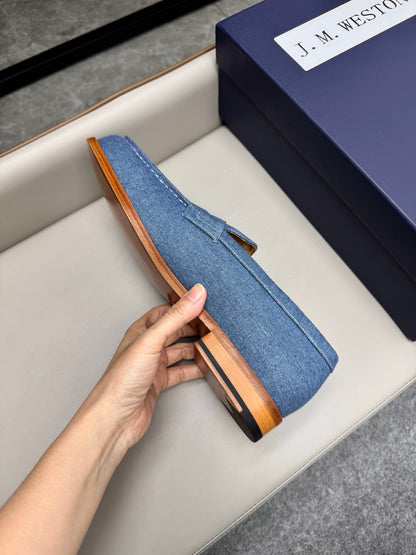 Mocassin 180 en tissu denim bleu