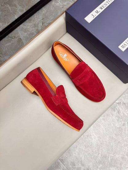 Mocassin 180 en daim rouge bordeaux