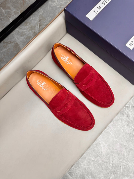 Mocassin 180 en daim rouge bordeaux