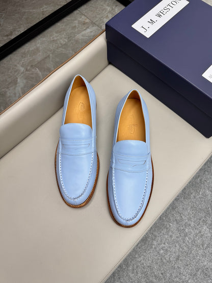 Mocassin 180 en cuir bleu ciel