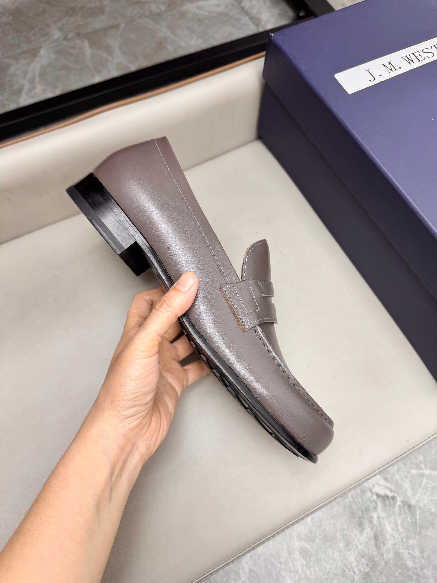 Mocassin 180 en cuir gris anthracite