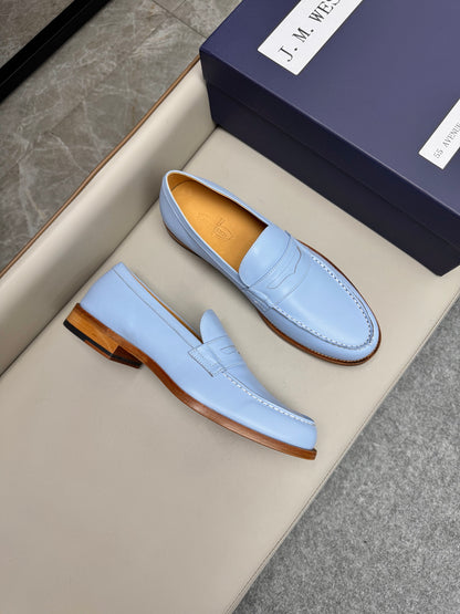 Mocassin 180 en cuir bleu ciel