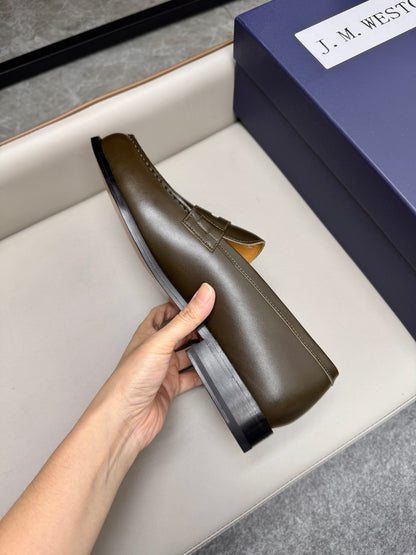 Mocassin 180 en cuir brun militaire