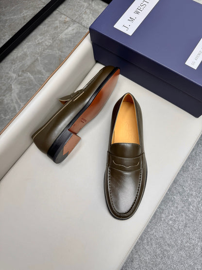 Mocassin 180 en cuir brun militaire