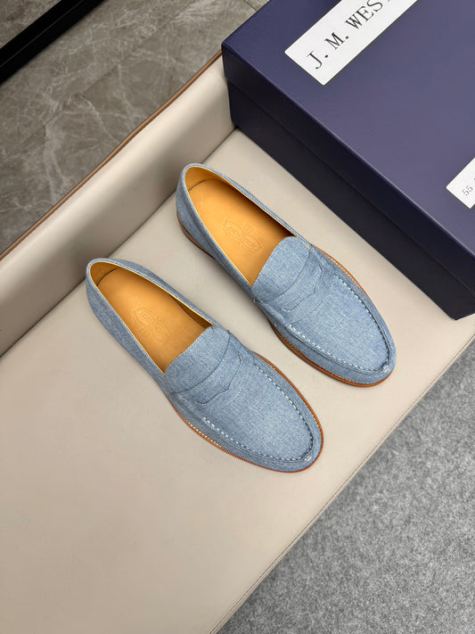Mocassin 180 en tissu denim bleu