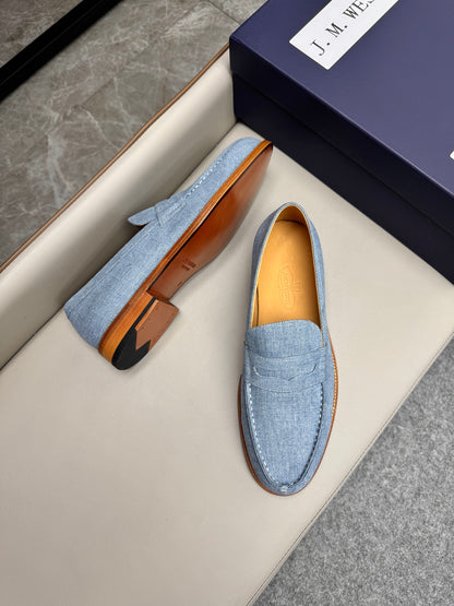 Mocassin 180 en tissu denim bleu