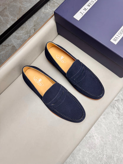 Mocassin 180 en daim bleu nuit