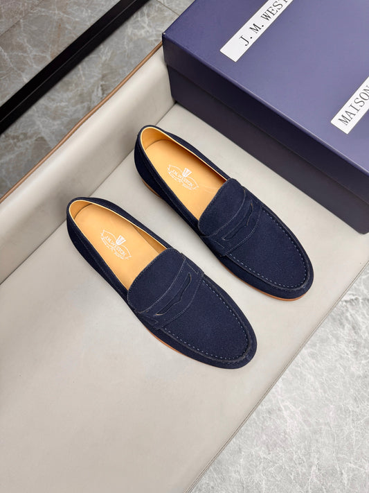 Mocassin 180 en daim bleu nuit