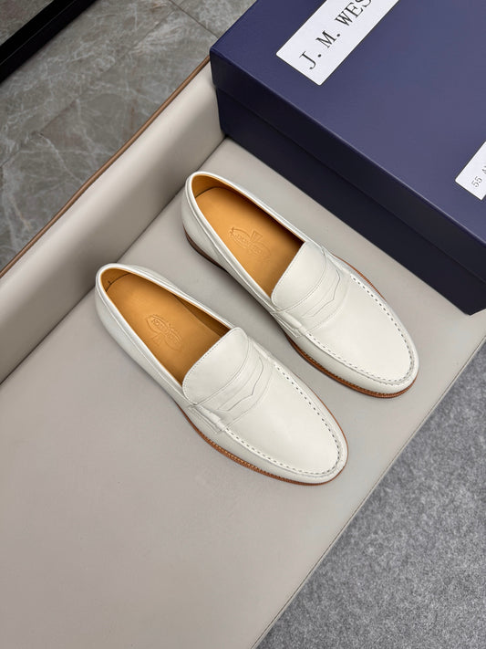 Mocassin 180 en cuir blanc cassé