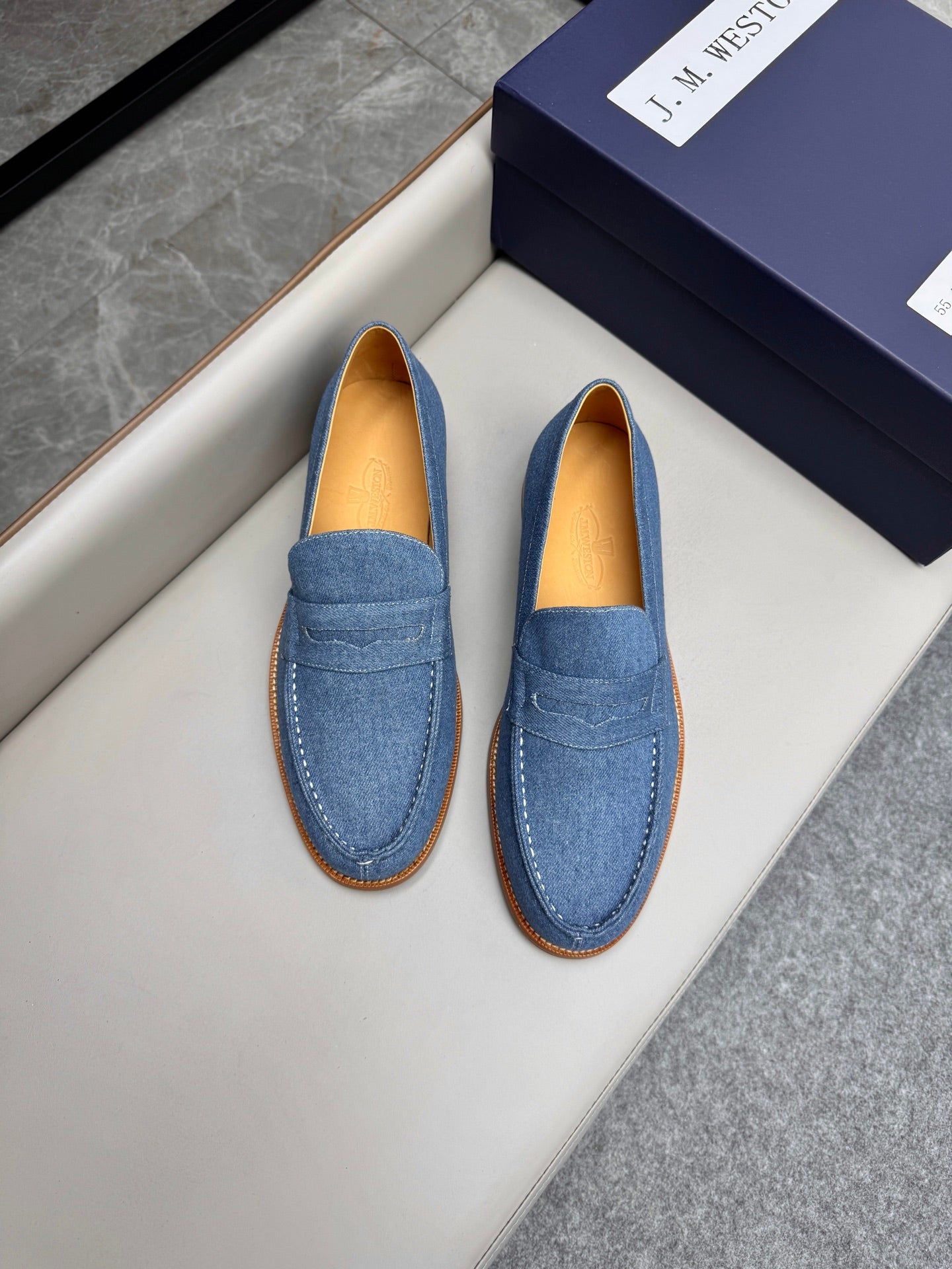 Mocassin 180 en tissu denim bleu