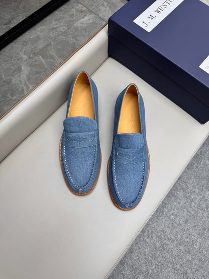 Mocassin 180 en tissu denim bleu
