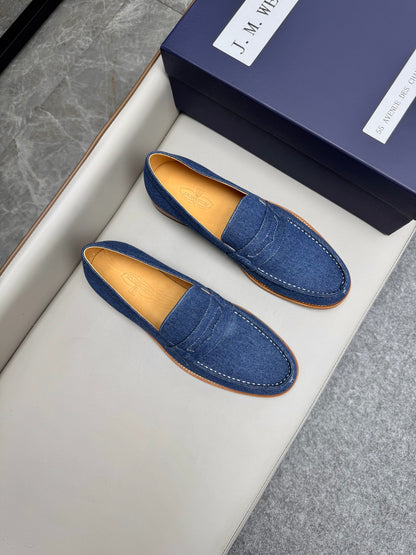 Mocassin 180 en tissu denim bleu brut