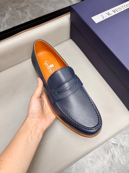Mocassin 180 en cuir bleu marine