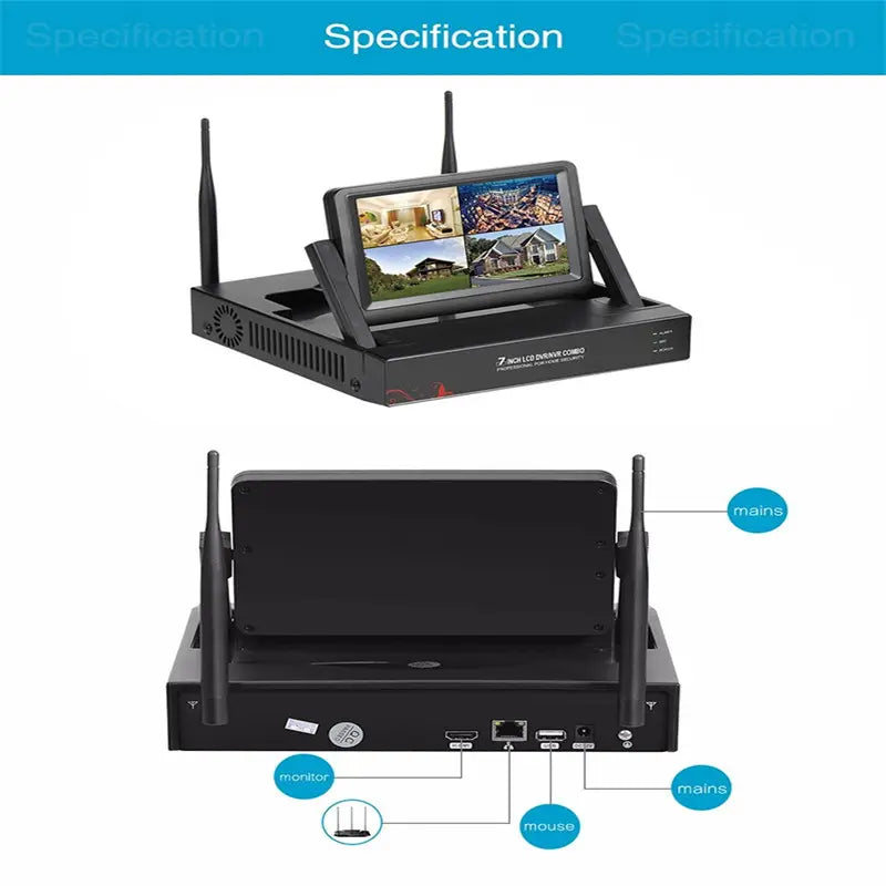 KIT de 4 Camera WIFI avec NVR + moniteur combiné  LCD 7,1" TuyaSmart