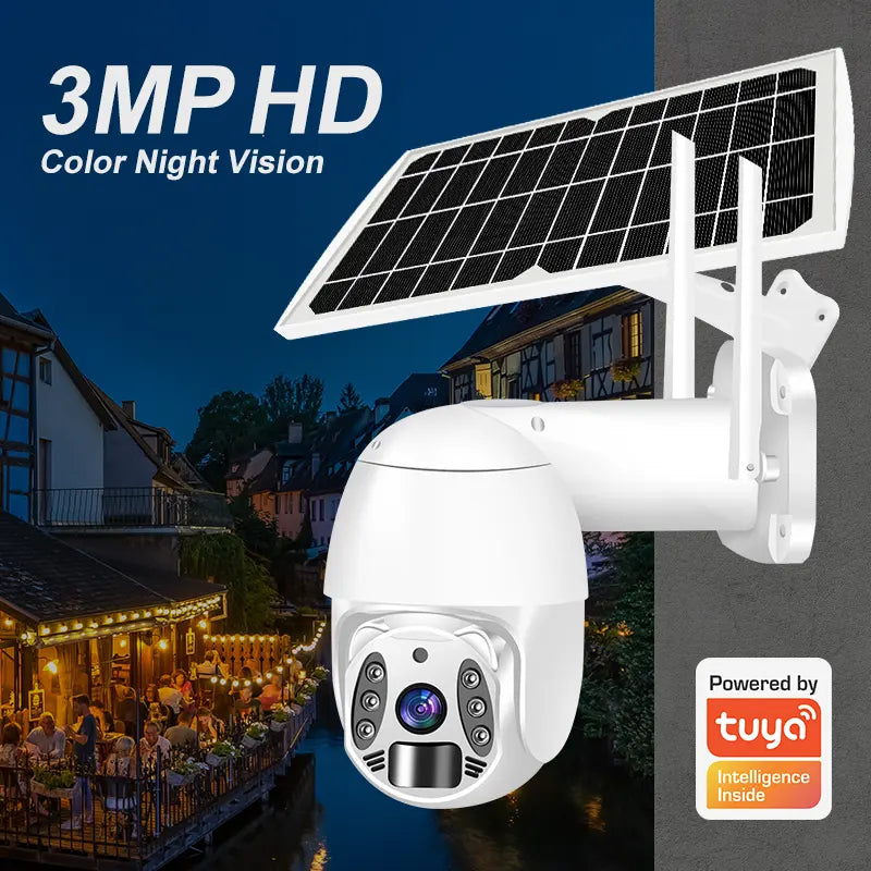 Caméra solaire HD PTZ extérieure Tuya 4G Wifi Sécurité à domicile Vision nocturne