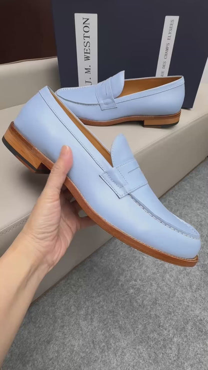 Mocassin 180 en cuir bleu ciel